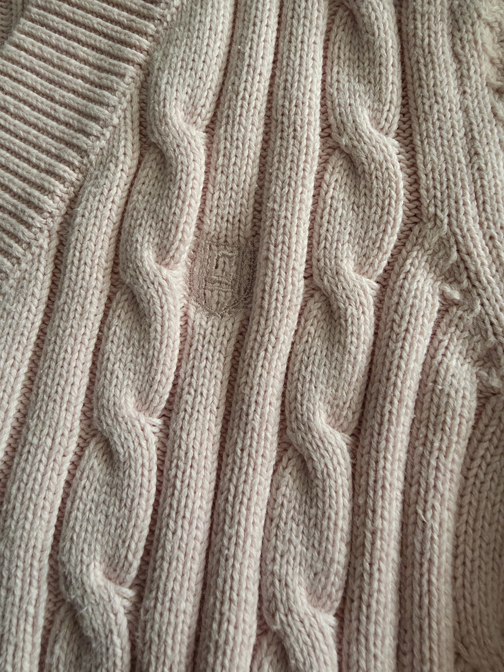 Chaps Pink Cable-Knit V-Neck Sweater - Picture 2 of 6